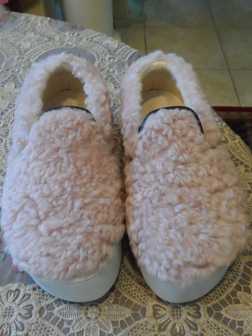 Marni Light Pink Shearling Platform Loafers Size 39 / US 9